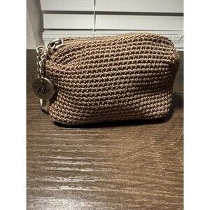 The SAK Crocheted Small Zippered Coin Pouch cappuccino brown
